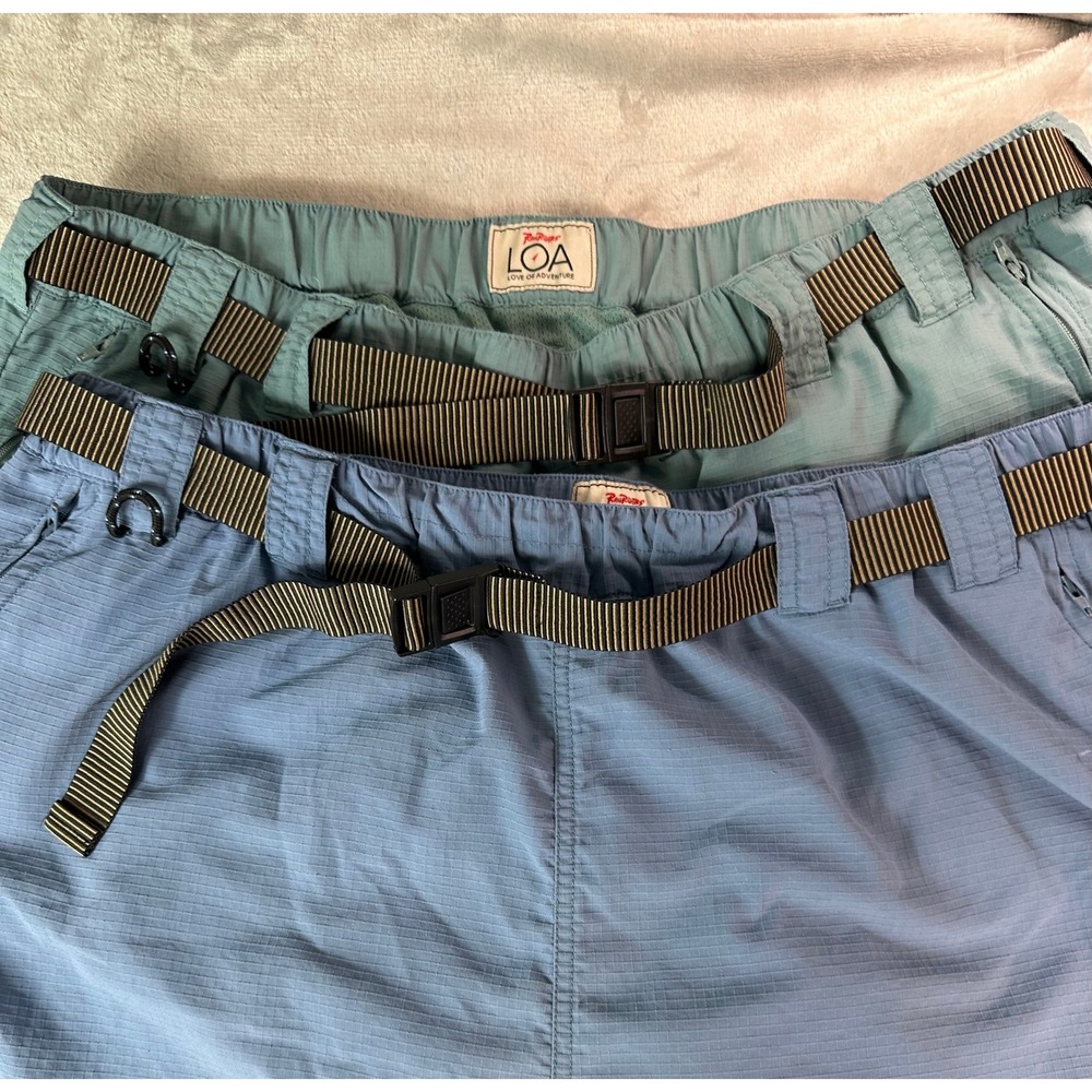 LOT 2 Rail Riders Rampage 2.0 Shorts Mens XL Blue/Green Ripstop‎ Nylon Belted